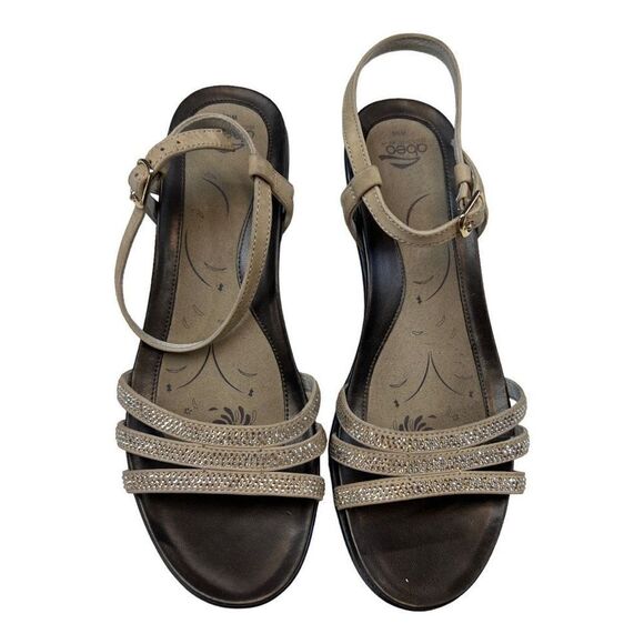 Abeo b.i.o.system Heel Sandals Womens 9 Tan Beige Glitz Grace Metatarsal Support - Picture 2 of 10